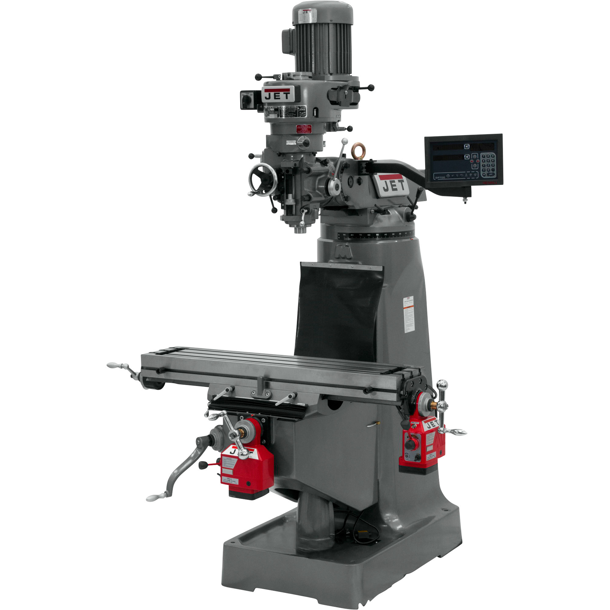 JET  Milling Machine with Newall DP700 DRO and X and Y-Axis Powerfeeds-- 9in. x 42in., 115/230 Volt, Single-Phase, Model# JTM-2